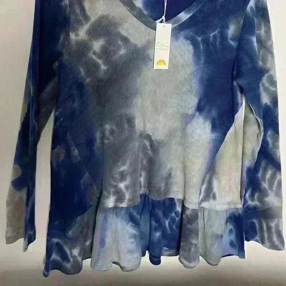 C & C California Tops - C & C Navy Combo Tea Dye Mini Thermal Long Sleeve